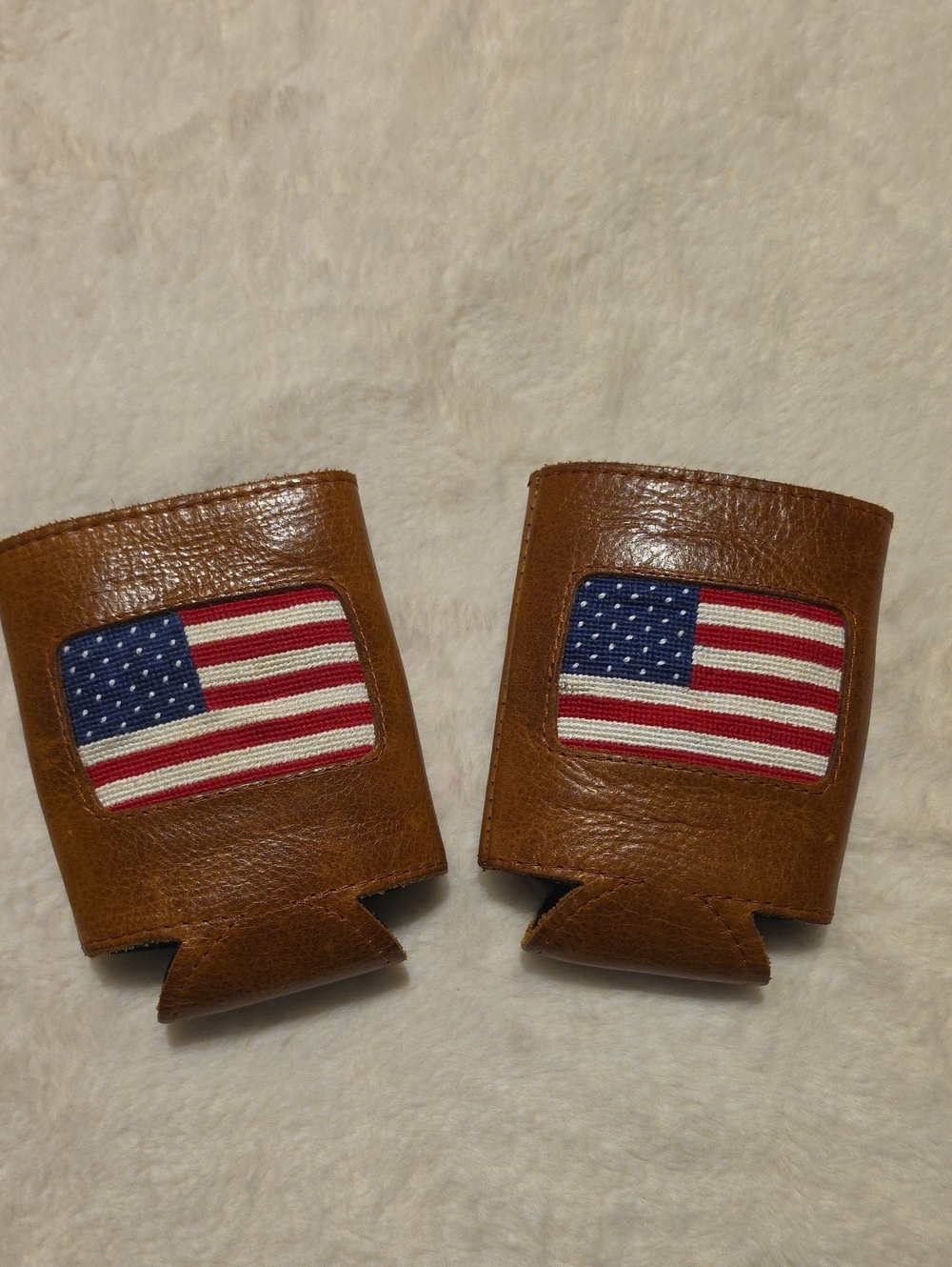 2 SMATHERS AND BRANSON American Flag Can Coolers